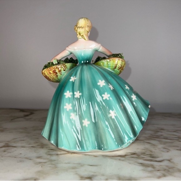 RARE Vintage ESD Porcelain Blonde Women Figurine 
Teal Floral Dress MR7922 Japan - Picture 9 of 11